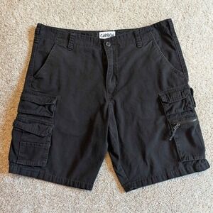 Carbon Cargo Shorts Mens 38 Black Cotton Multi Pocket Tactical Utility